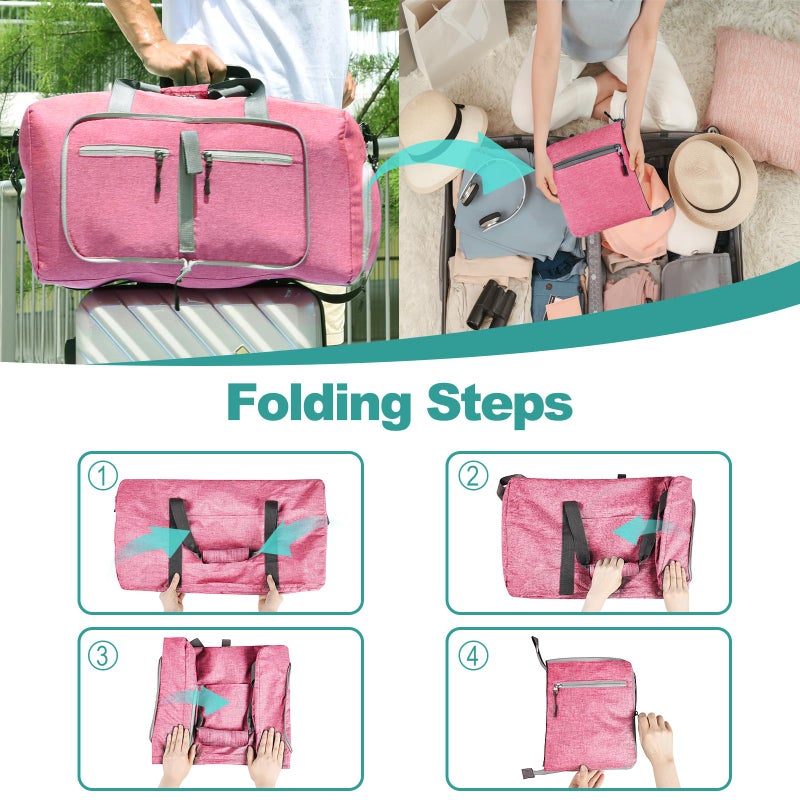 Dimayar 115L Travel Duffle Bag for Men Women - Foldable Duffel Bag with Shoes Compartment - Overnight Bags Waterproof & Tear Resistant(Pink) - Image 3